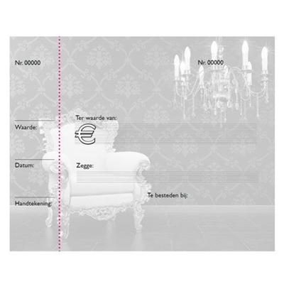 Cadeaubon bedrukt stoel + lamp 25 stuks
