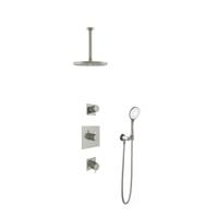 Hotbath Get Together doucheset met 2 stopkranen met 3 standen-handdouche, 30 cm plafondbuis, 25 cm hoofddouche, geborsteld nikkel - thumbnail