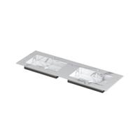 INK Post Wastafel Keramische Slab Envelop Bak Dubbel 2 Kraangaten - 1400x450x10 mm - Statuario Glans - thumbnail