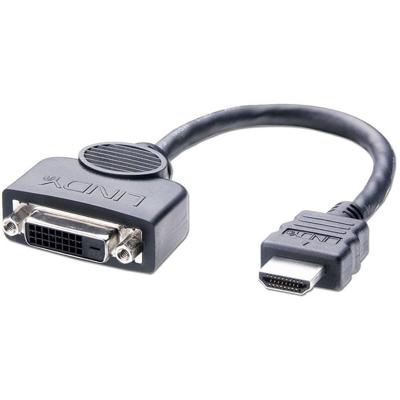 LINDY HDMI / DVI Adapterkabel HDMI-A-stekker, DVI-D 24+1-polige bus 0.20 m Zwart 41227 HDMI-kabel