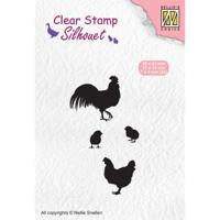Nellie's Choice • silhouet clear stempels rooster, hen and chicks - thumbnail