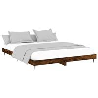 Bedframe zonder matras 200x200 cm spaanplaat gerookt eiken - thumbnail