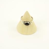 Zilveren Ring met Zwarte Onyx Maat 16 - Model 3 (Sterling Zilver 925) - thumbnail