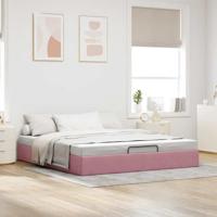Ottoman bedframe zonder matras 160x200 cm fluweel roze - thumbnail