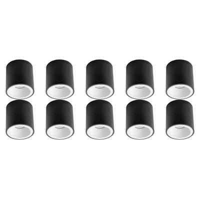 Opbouwspot 10-delige Set - GU10 Fitting - Mat Zwart/Wit - Aluminium