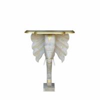 Wandtafel DKD Home Decor Olifant Wit Grijs Gouden Blik Mangohout 80 x 30 x 96 cm - thumbnail