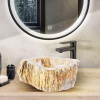 Waskom BWS Stone Organisch 30-35x15 cm Gepolijst Hout Bruin BWS - thumbnail