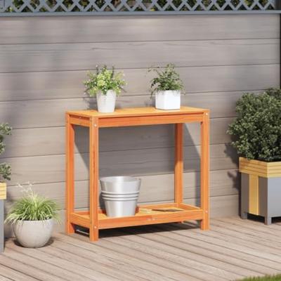 VidaXL Oppottafel met schap 82,5x35x75 cm massief grenenhout wasbruin