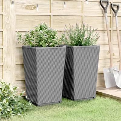 VidaXL Plantenbakken 2 st 32,5x32,5x57 cm polypropeen lichtgrijs VidaXL Plantenbakken 2 st 32,5x32,5x57 cm polypropeen lichtgrijs