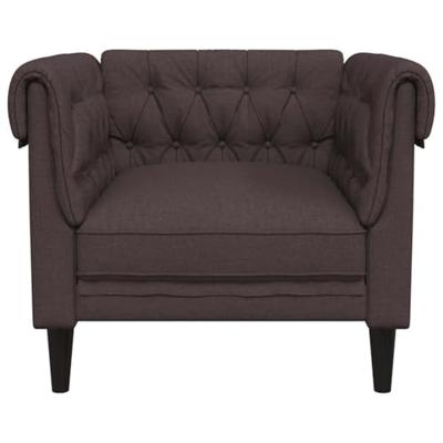 Fauteuil Chesterfield-stijl stof donkerbruin Fauteuil Chesterfield-stijl stof donkerbruin