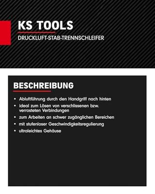 KS Tools 515.5475 3/8 perslucht-staaf-scheidingsslijper, 15.000omw/min. KS Tools 515.5475 3/8 perslucht-staaf-scheidingsslijper, 15.000omw/min.