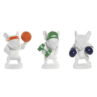Decoratieve figuren Home ESPRIT Wit Multicolour Hond 17 x 13,5 x 24 cm (3 Stuks)