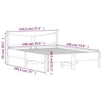 Bedframe massief grenenhout wit 140x190 cm - thumbnail