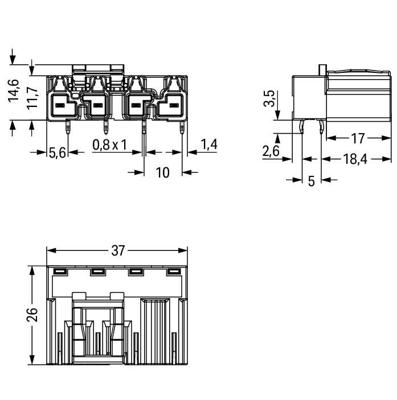 WAGO 770-854/011-000/062-000 Netstekker WINSTA MIDI Stekker, inbouw horizontaal Totaal aantal polen: 4 25 A Grijs 50 stuk(s)