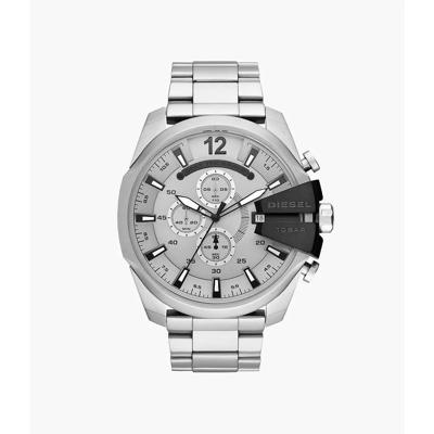Diesel Heren Mega Chief chronograaf zilverkleurig roestvrijstalen horloge DZ4501