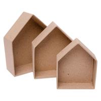 Colorations - papier-mache huisjes, 3st. - thumbnail