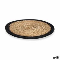 Placemat Gift Decor Zwart Natuurlijk Natuurlijke Vezel 30 x 1 x 30 cm (48 Stuks) - thumbnail