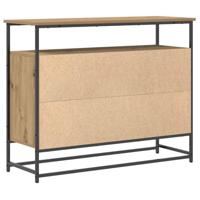 Dressoir artisanaal eikenkleurig 100 x 35 x 80 cm Bewerkt hout - thumbnail
