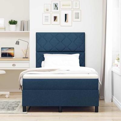 Boxspring bed met matras met hoofdeinde Blauw 120 x 190 cm Stof