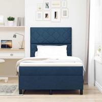 Boxspring bed met matras met hoofdeinde Blauw 120 x 190 cm Stof - thumbnail
