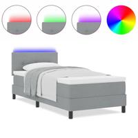 Boxspringbed met matras en LED stof lichtgrijs 90x190 cm - thumbnail