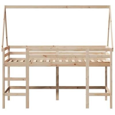 Halfhoogslaper met ladder en bedhuis grenenhout 90x200 cm