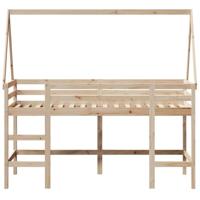 Halfhoogslaper met ladder en bedhuis grenenhout 90x200 cm - thumbnail