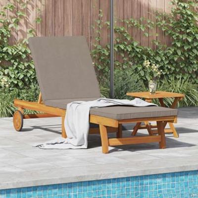 Ligstoel met kussen Bruin 63 x 199 x 85cm Massief acaciahout