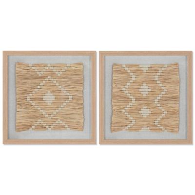 Schilderij Home ESPRIT Wit Natuurlijk Scandinavisch 40 x 3 x 40 cm (2 Stuks)