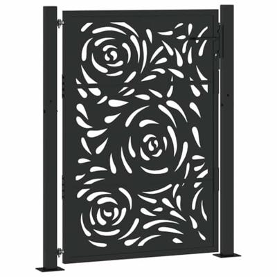 Poort met vlamontwerp 100x125 cm staal zwart