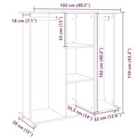 Kledingkast met wielen 102x38x110 cm hout grijs sonoma eiken - thumbnail