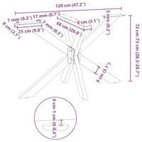 Eettafelpoot spider vorm 120x68x(72-73) cm staal zwart - thumbnail