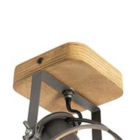 QAZQA Industriële spot donkergrijs met hout verstelbaar - Arthur - thumbnail