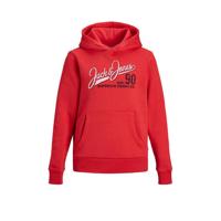 JACK & JONES JUNIOR hoodie JJELOGO met logo rood/wit - thumbnail