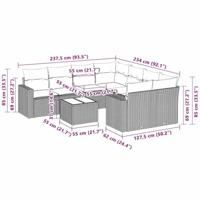 3-delige Loungeset met kussens poly rattan lichtgrijs - thumbnail