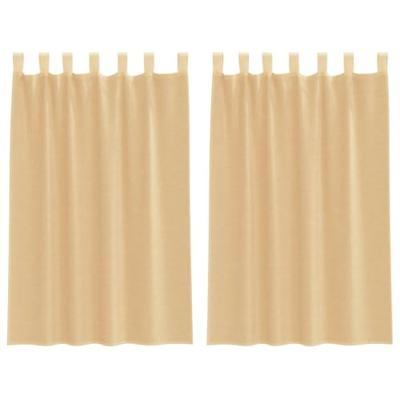 Gordijnen voile met roedezakken 2 st zand Gordijnen voile met roedezakken 2 st zand