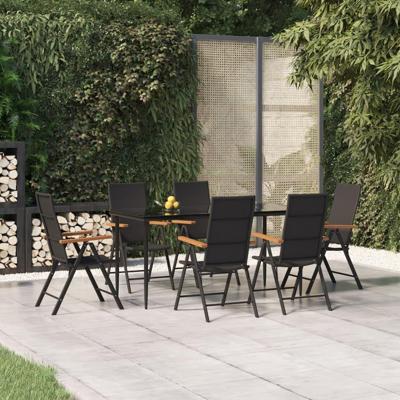 7-delige Tuinset poly rattan zwart en bruin