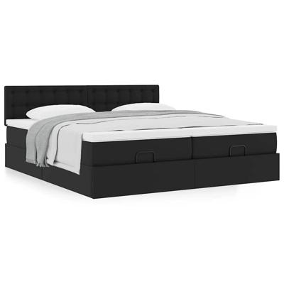 Ottoman bed met matrassen 160x200cm kunstleer zwart