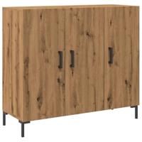Dressoir 90x34x80 cm bewerkt hout artisanaal eikenkleurig - thumbnail
