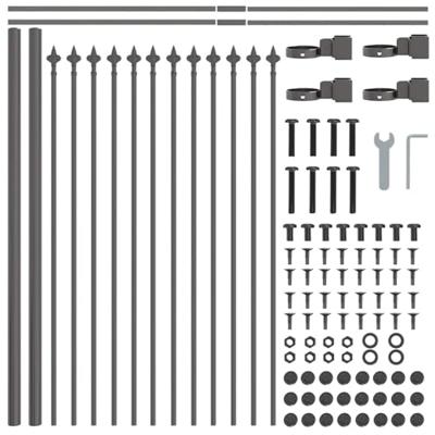 Tuinhek 8 pcs Grijs 13,6 x 0,6 m Poedercoating staal