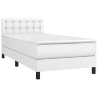 Boxspring met matras kunstleer wit 80x200 cm - thumbnail