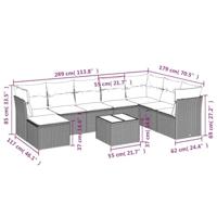 9-delige Loungeset met kussens poly rattan beige - thumbnail