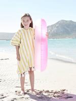 Personaliseerbare gestreepte badponcho voor kinderen geel, gestreept - thumbnail