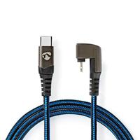 NEDIS - USB-kabel - USB 2.0 - Apple Lightning 8-Pin - Type C stekker - 480 Mbps - 60 W - Vernikkeld - 2 m - rond - gevlochten/nylon - Zwart/Blauw - thumbnail