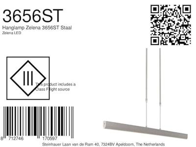 Steinhauer Led kantoor hanglampZelena LED Staal - 3656ST