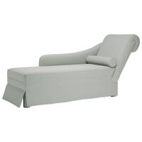 Chaise longue met bolster&rechterarmleuning fluweel lichtgrijs - thumbnail
