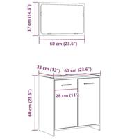 Badkamerkast met spiegel bewerkt hout artisanaal eikenkleurig - thumbnail