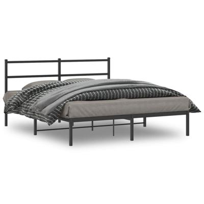 Bedframe met hoofdbord metaal zwart 160x200 cm