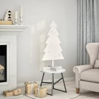 VidaXL Kerstdecoratie kerstboom 100 cm massief grenenhout wit - thumbnail