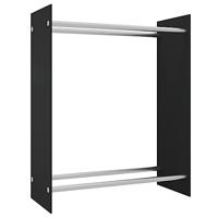 VidaXL Haardhoutrek 80x35x100 cm gehard glas zwart - thumbnail